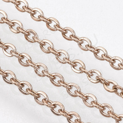 Цепочка S53-RG ювелирная с плоским звеном 2,8*2*0,45мм тёмно-розовое золото (Хирургическая сталь)(50см)