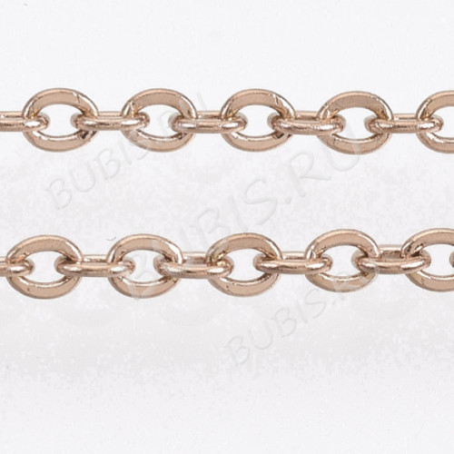 Цепочка S53-RG ювелирная с плоским звеном 2,8*2*0,45мм тёмно-розовое золото (Хирургическая сталь)(50см)