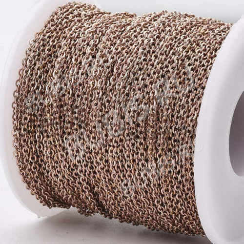 Цепочка S53-RG ювелирная с плоским звеном 2,8*2*0,45мм тёмно-розовое золото (Хирургическая сталь)(50см)