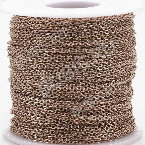 Цепочка S53-RG ювелирная с плоским звеном 2,8*2*0,45мм тёмно-розовое золото (Хирургическая сталь)(50см)