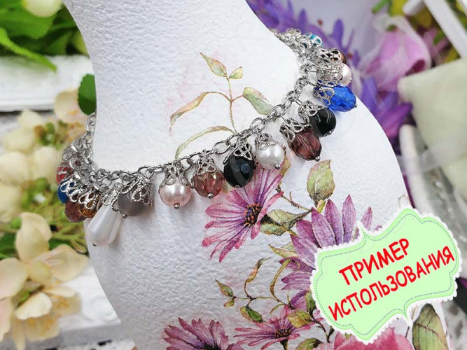 Шапочка тонкая 064 ажурная Колокольчик 8,5*8,5*6,5мм цвет платины (Iron) (имитация скани) (10шт.)