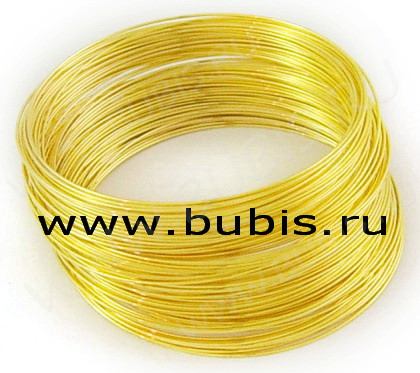 Мемори проволока - пружина - основа для браслета 55*1мм золотистая (10 витков)