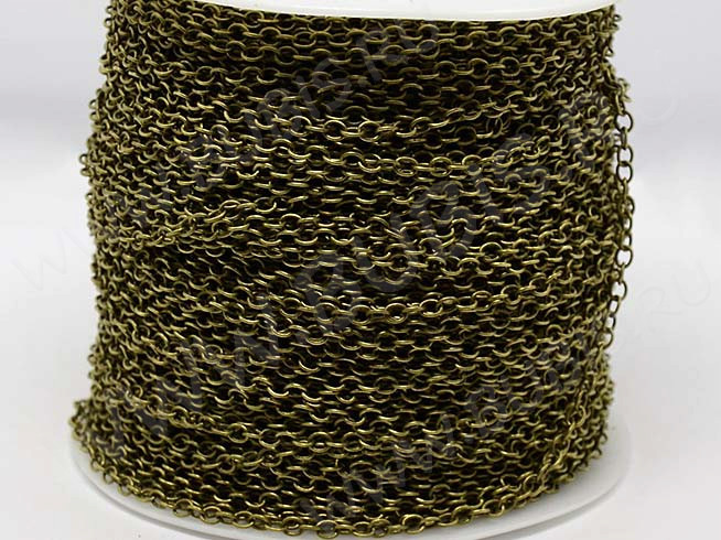Цепочка C16 с простым плетением звено 3,8*2,8мм античная бронза (Brass) (50см)