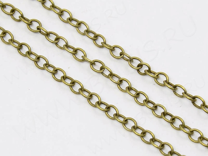 Цепочка C16 с простым плетением звено 3,8*2,8мм античная бронза (Brass) (50см)