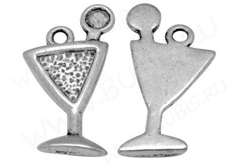 Подвеска Коктейль 04 20*12*2,5мм античное серебро (литьё)