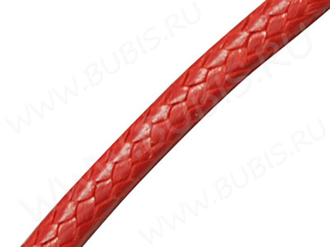 Вощёный полиэстеровый шнур "корейский" 2мм красный (1м)