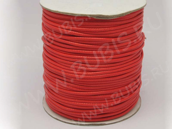 Вощёный полиэстеровый шнур "корейский" 2мм красный (1м)