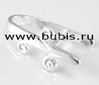 Держатель кулона 001 большой с завитками 18*9,5*8,5мм серебристый (Brass)