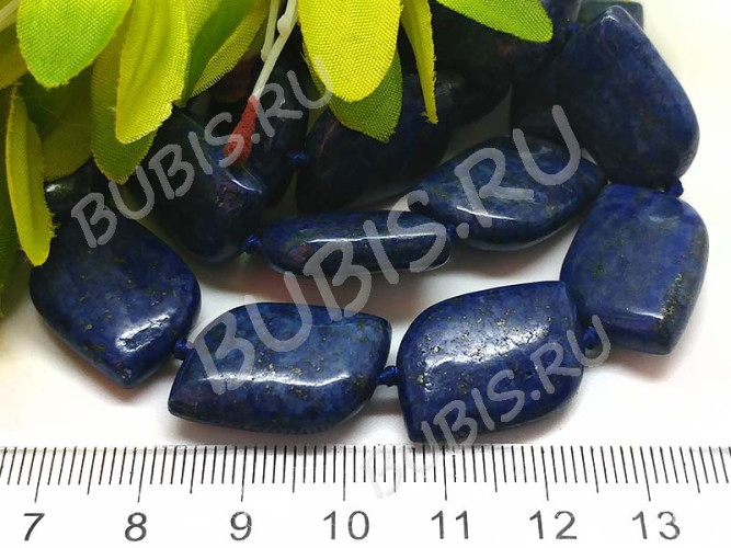 Бусина каменная Прямоугольник 16 капельный 21*15*6,5мм Лазурит с Пиритом (камни)