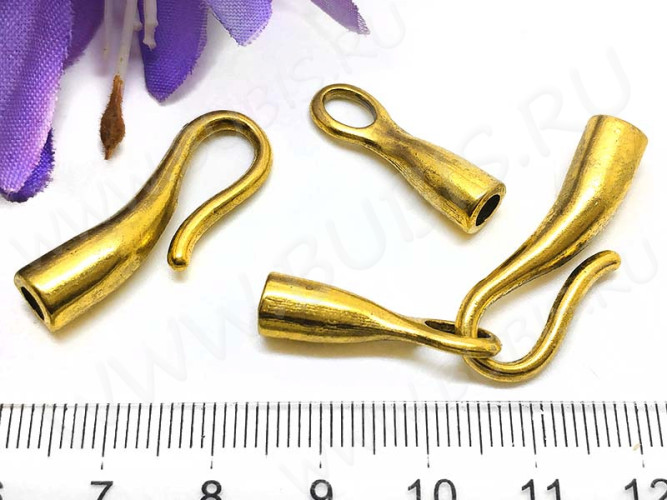 157 Тоггл-крючок для шнура 30*10,5*6,5мм и 23,5*7*6,5мм античное золото (литьё)