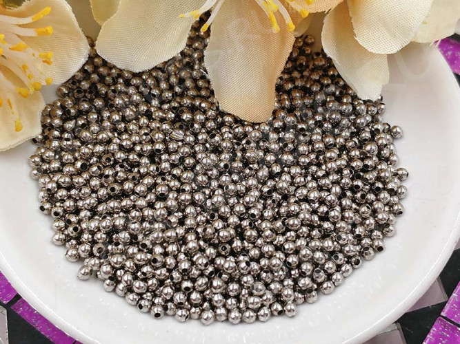 Бусина Шарик металлический 2мм цвет платины (Iron) (ок. 350шт)