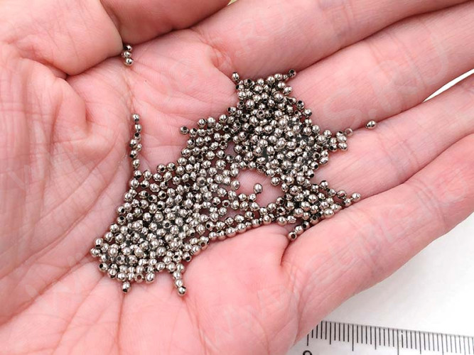 Бусина Шарик металлический 2мм цвет платины (Iron) (ок. 350шт)