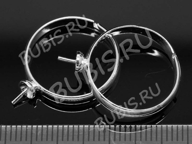 Основа (заготовка) для кольца 007 17мм со штырьком 5мм серебристая (Brass)