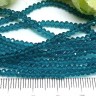 Купить Бусина кристалл гранёный абакус 3*3*2мм т.голубо-бирюзовый прозрачный (имитация Сваровски) (50шт.) с доставкой по России