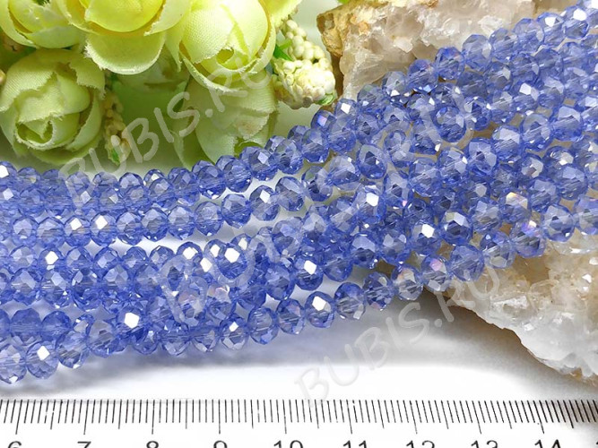 (СКИДКИ!!!) Бусина Абакус гранёный 6*6*4,5мм Хрусталь св.синий с АВ прозрачный (имитация Сваровски) (10шт.)
