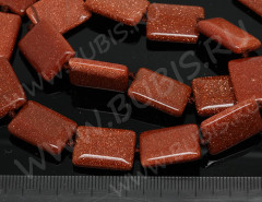 Бусина каменная Прямоугольник 10 подушечка 18*13*4,5мм Авантююрин золотистый (камни)