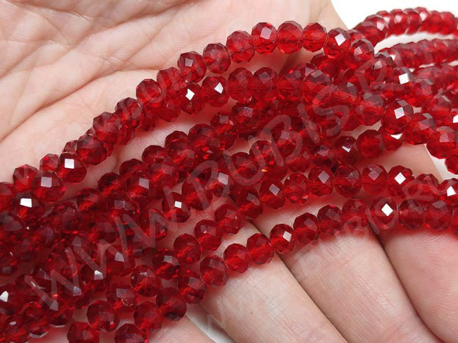 (СКИДКИ!!!) Бусина Абакус гранёный 6*6*4,5мм Хрусталь т.красный прозрачный (имитация Сваровски) (10шт.)
