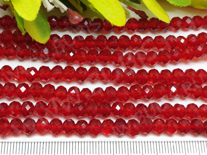 (СКИДКИ!!!) Бусина Абакус гранёный 6*6*4,5мм Хрусталь т.красный прозрачный (имитация Сваровски) (10шт.)