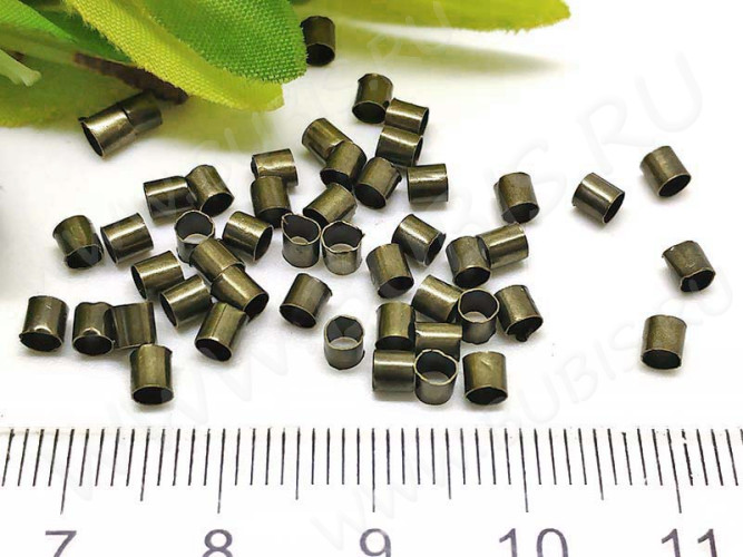 Зажимные бусины 04 крупные кримпы трубочки 3*3мм античная бронза (Brass) (50шт.)