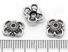 101 Шапочка Цветочек 9*8,5*3мм античное серебро (литьё)