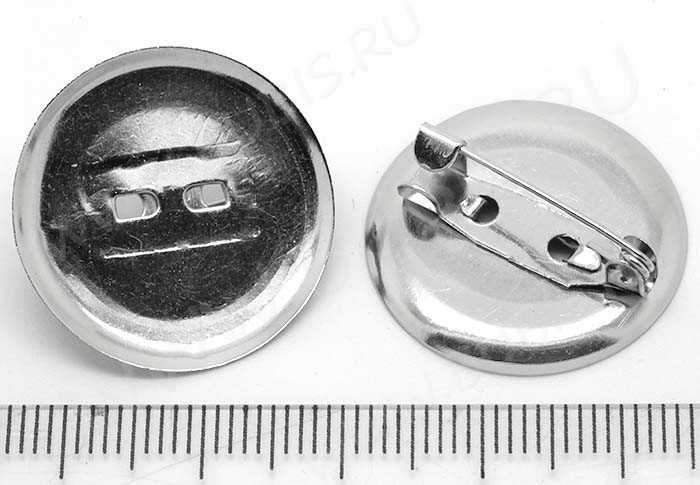 (СКИДКИ!!!) Основа (заготовка) для броши №13 булавка с сеттингом 24мм Круг 24*24*6,5мм  цвет платины (Iron) (10шт.)