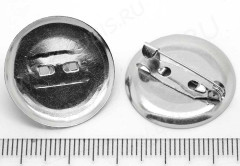 (СКИДКИ!!!) Основа (заготовка) для броши №13 булавка с сеттингом 24мм Круг 24*24*6,5мм  цвет платины (Iron) (10шт.)