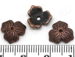(СКИДКИ!!!) 117 Шапочка Лепестки 11*11*2,5мм античная медь (литьё) (10шт.)
