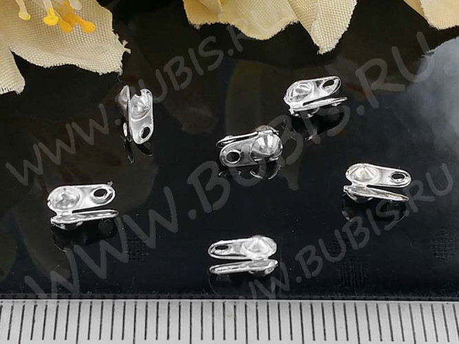 Зажимы №38 Калотты Концевики 6,3*3,6мм серебристые (Iron) (100шт)