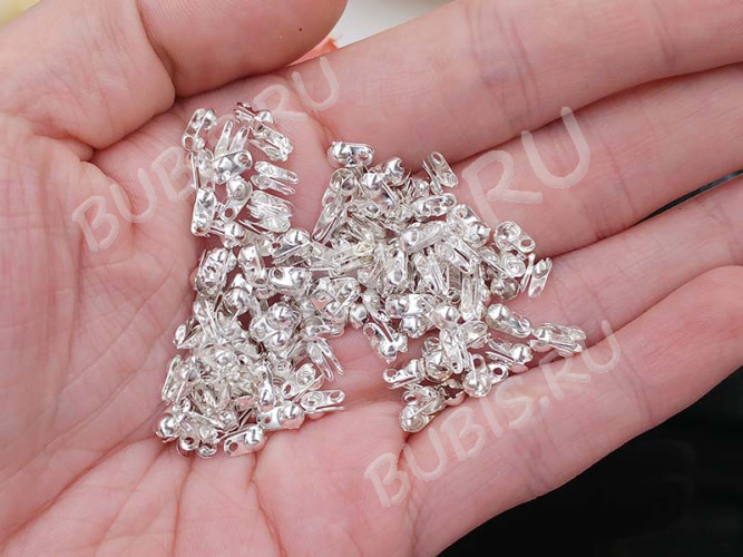 Зажимы №38 Калотты Концевики 6,3*3,6мм серебристые (Iron) (100шт)