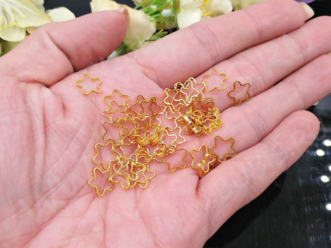 Декоративный элемент 011 Цветочек рамка контур коннектор 9,5*9,5*0,9мм золотистый (Brass) (10шт.)