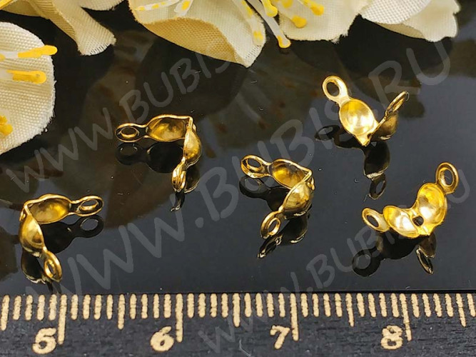 Зажимы №45 Калотты укреплённые 7*4мм золотистые (Brass) (20шт.)
