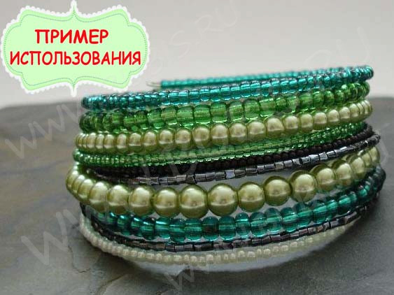 Мемори проволока - пружина - основа для браслета 52*0,5мм цвет платины (Хирургическая сталь) (4 витка)