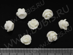 (СКИДКИ!!!) Кабошон декоративный 13 Розочка 7,5*6,5*5,5мм белая непрозрачная (резин) (10шт.)