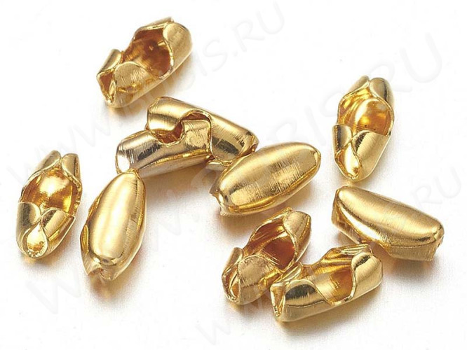 Замочек Фиксатор для шариковой цепочки 04 (для цепочки 1-1,5мм) 5*2*2мм золотистый (Iron) (20шт.)