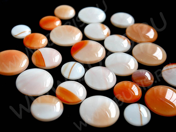 Кабошон Фьюзинг 491  Круглый 16-28мм Светло оранжевый белый OA GDV