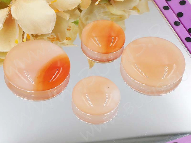 Кабошон Фьюзинг 491  Круглый 16-28мм Светло оранжевый белый OA GDV