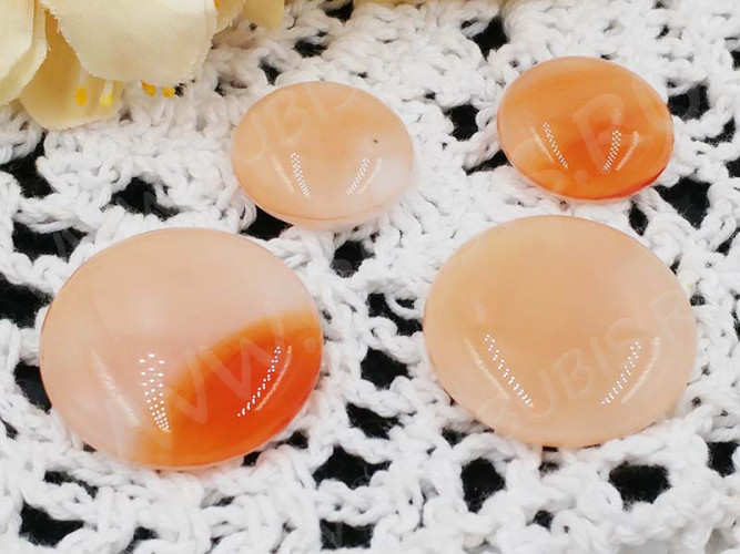 Кабошон Фьюзинг 491  Круглый 16-28мм Светло оранжевый белый OA GDV