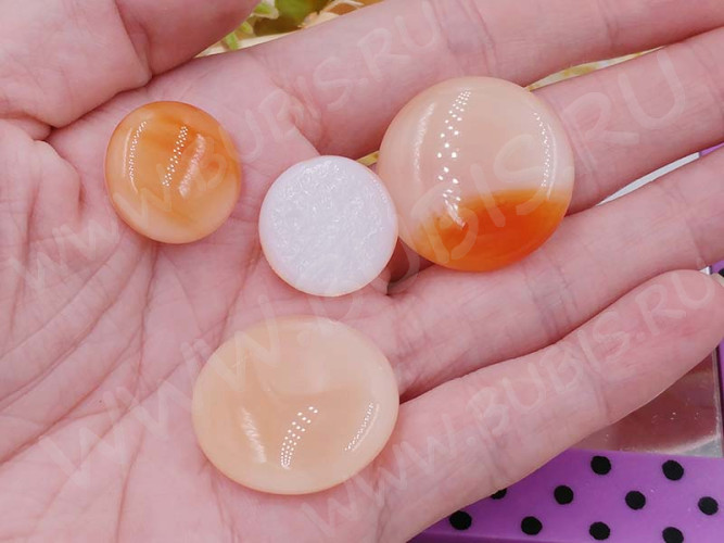 Кабошон Фьюзинг 491  Круглый 16-28мм Светло оранжевый белый OA GDV