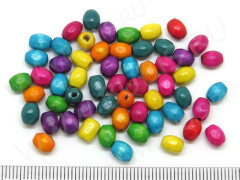 Бусина Бочонок 05 6*5*5мм яркий микс (дерево) (50шт.)