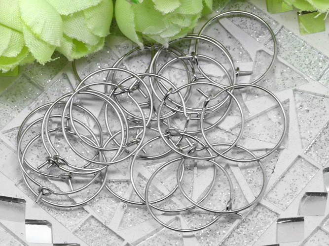 Декоративный Элемент 095 Кольцо для бокала бутылки серёжек 30мм цвет платины (Brass)(10шт)