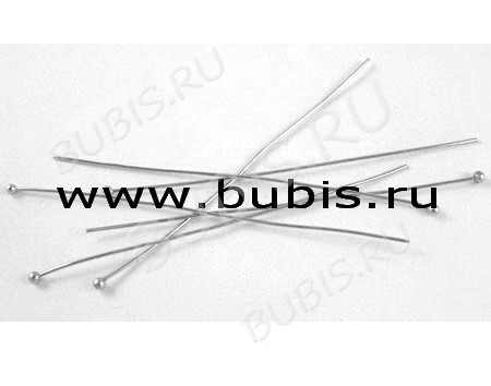 (СКИДКИ!!!) Штифт с ШАРИКОМ 40*0,6мм цвет платины (Brass) (50шт.)