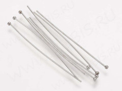 (СКИДКИ!!!) Штифт с ШАРИКОМ 40*0,6мм цвет платины (Brass) (50шт.)