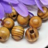 Купить (СКИДКИ!!!) Бусина Округлая полосатая 14*13мм коричнево-св.коричневая (дерево) (10шт.) с доставкой по России