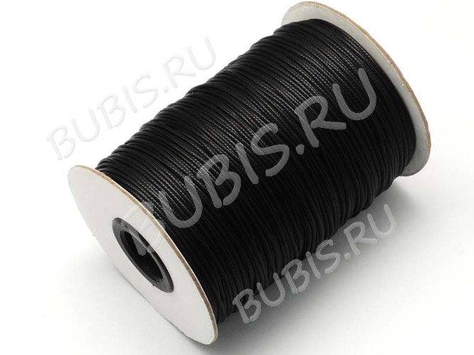 (ОПТ) Вощёный полиэстеровый шнур 04 "корейский" 1,5мм чёрный (160м)