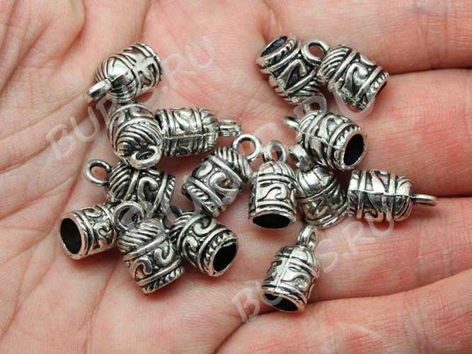 (СКИДКИ!!!) Концевик 031 13,5*7,5*7,5мм античное серебро (литьё) (10шт.)