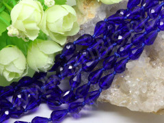 Бусина Капля гранёная 02 12*8*8мм синяя прозрачная (имитация Сваровски)