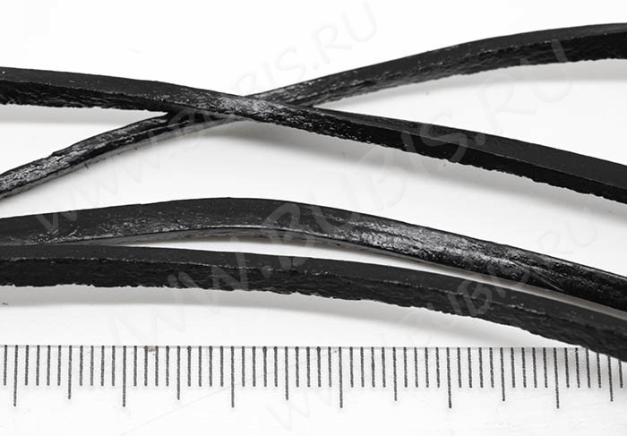 Шнур кожаный 58 полоска двусторонний 5*2мм черный (1м)