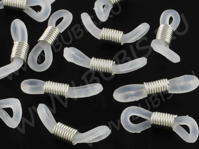 Держатель для очков 01 силиконовая петля с пружинкой 20*4,5мм цвет платины (силикон и Iron) (10шт)