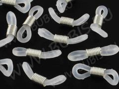 Держатель для очков 01 силиконовая петля с пружинкой 20*4,5мм цвет платины (силикон и Iron) (10шт)