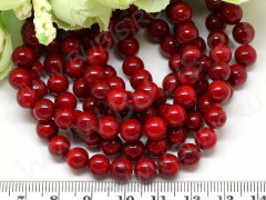 Бусина округлая 7мм Коралл т.красный натуральный (камни)